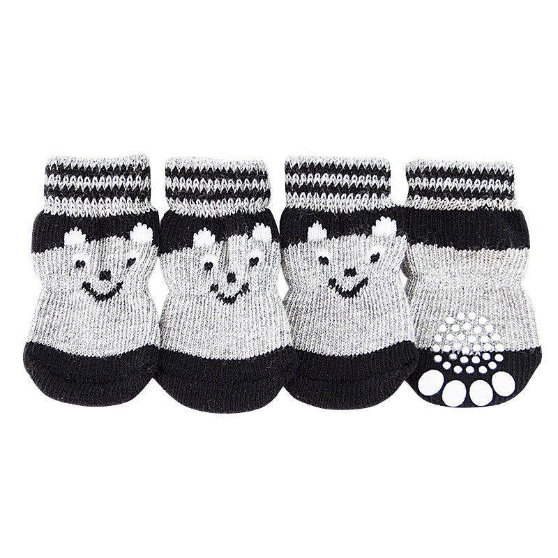 4 pcs Lovely Pet Puppy Soft Warm Socks Boots Winter Canvas Dog Shoes Small Dogs S-XL