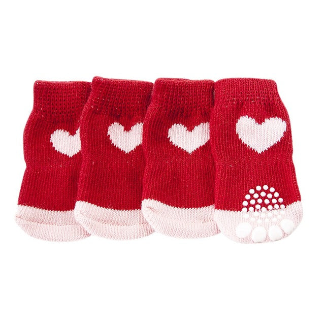 4 pcs Lovely Pet Puppy Soft Warm Socks Boots Winter Canvas Dog Shoes Small Dogs S-XL