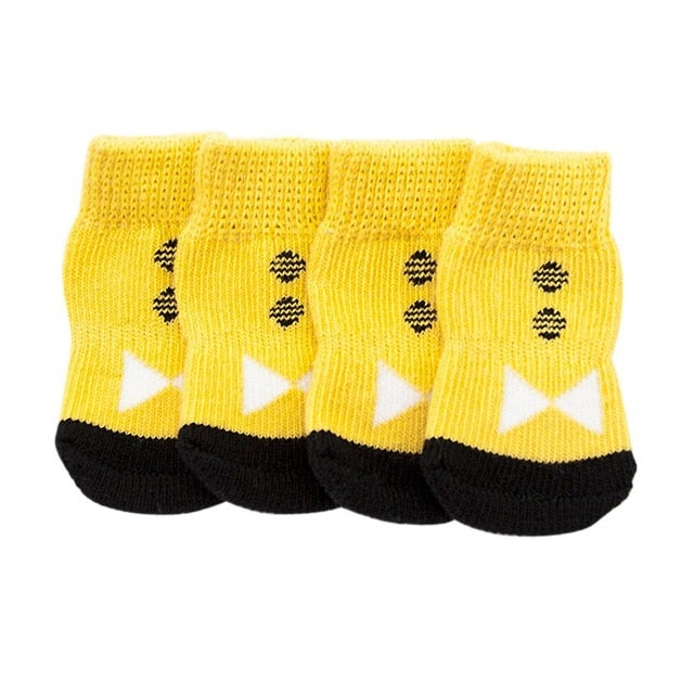 4 pcs Lovely Pet Puppy Soft Warm Socks Boots Winter Canvas Dog Shoes Small Dogs S-XL