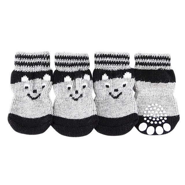 4 pcs Lovely Pet Puppy Soft Warm Socks Boots Winter Canvas Dog Shoes Small Dogs S-XL
