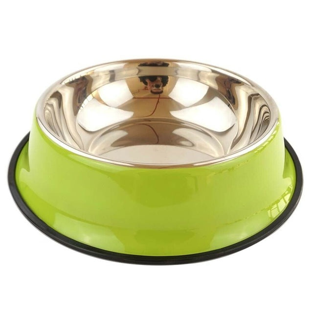 Pets Feeding bowl Anti Skid Stainless Steel Travel Food Water cat dog bowls Dish For Dog Cat Puppy 6 Colors