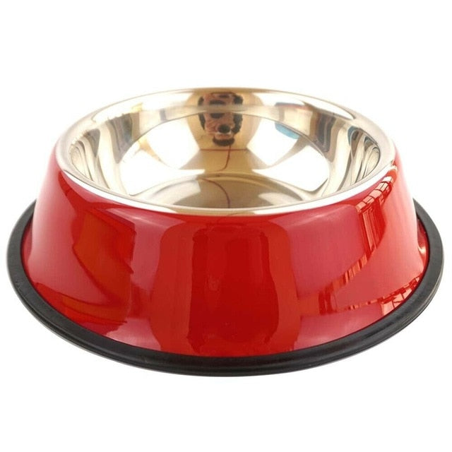 Pets Feeding bowl Anti Skid Stainless Steel Travel Food Water cat dog bowls Dish For Dog Cat Puppy 6 Colors