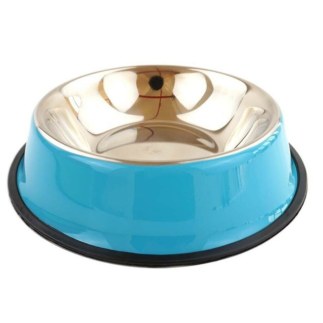 Pets Feeding bowl Anti Skid Stainless Steel Travel Food Water cat dog bowls Dish For Dog Cat Puppy 6 Colors
