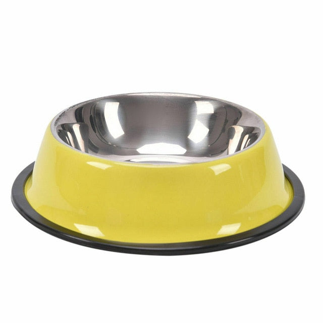 Pets Feeding bowl Anti Skid Stainless Steel Travel Food Water cat dog bowls Dish For Dog Cat Puppy 6 Colors