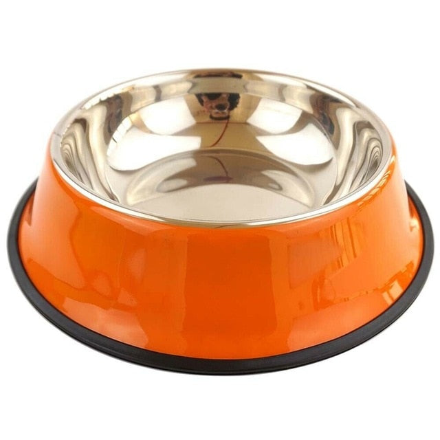 Pets Feeding bowl Anti Skid Stainless Steel Travel Food Water cat dog bowls Dish For Dog Cat Puppy 6 Colors