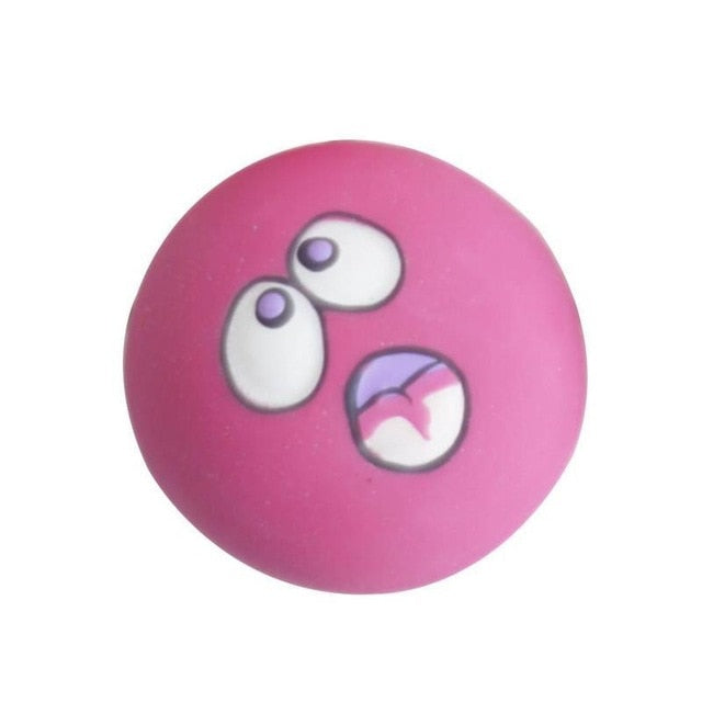 Pet Dog Natural Latex Squeaky Toy Puppy Play Squeaky Ball With Face Fetch Toy Bright Chew Toys