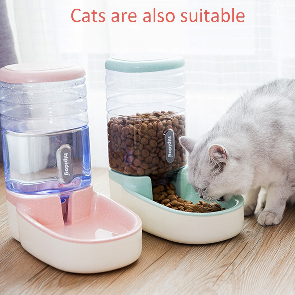 Large Capacity Pet Automatic Feeders For Cat Dog Feeding Bowls Food Water Dispenser Fountain Bottle Anti-Slip Pet Bowl 3.8L