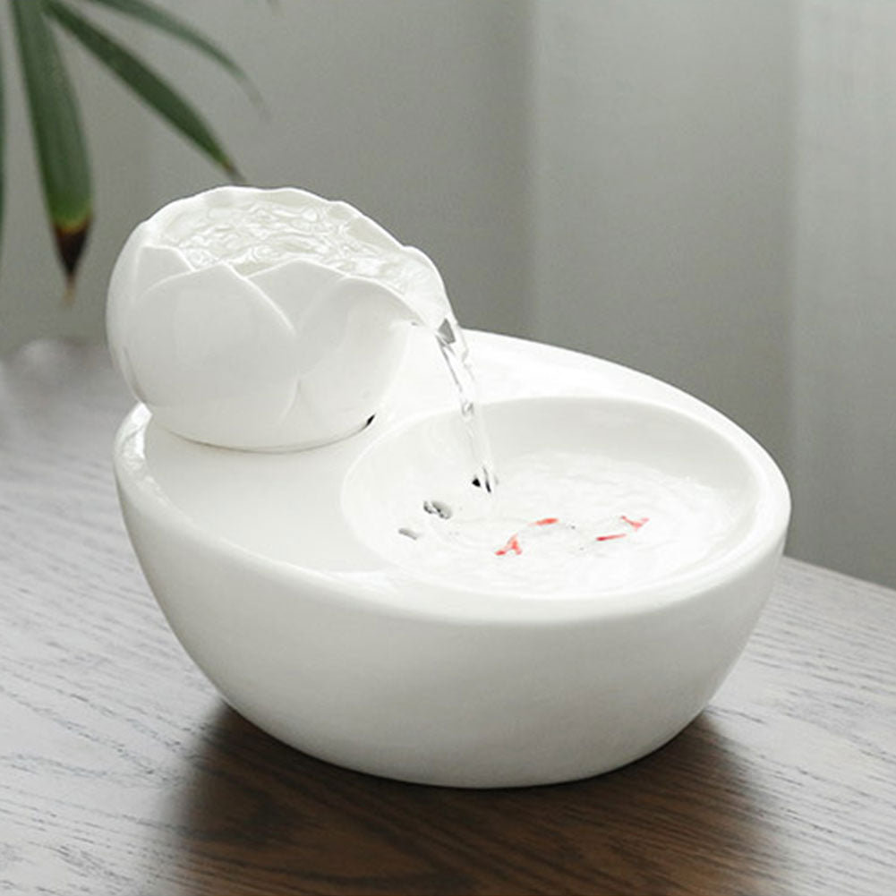 Cats Dogs Electric Ceramic Vintage Rabbit Round Basin Drinking Fountain Pet Supplies Automatic Circulating Bowl Home Feeding