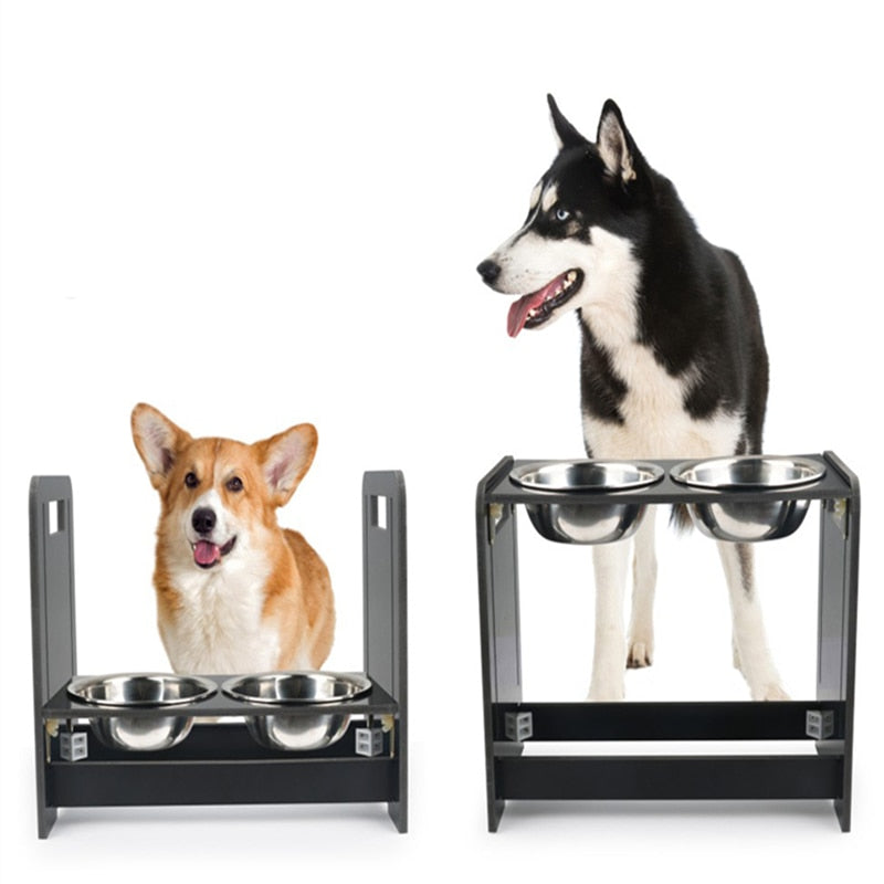 Adjustable Double Dog Bowls for Pet Stainless Steel Food Water Bowl Pet Cats Feeding Dishes Dogs Drink Bowl Height Adjustable